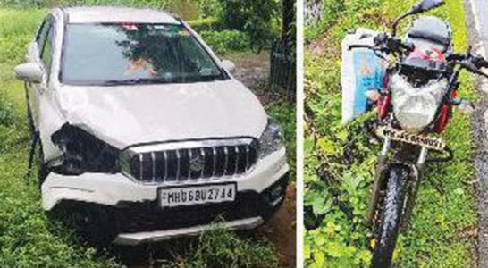 कारची दुचाकीला ठोकर, मुरुड येथील दोघांचा मृत्य ; फरार कारचालक अटकेत